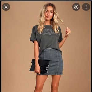Free People modern femme dark blue wash denim skirt